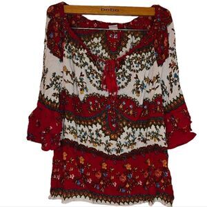 Bila Boho Half Bell Ruffle Sleeve Blouse